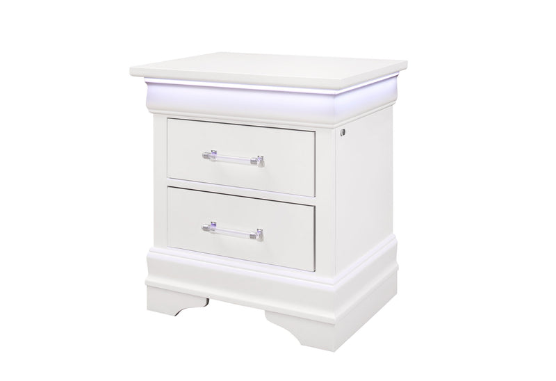 Charlie White Nightstand With Led - Gate FurnitureNightstand