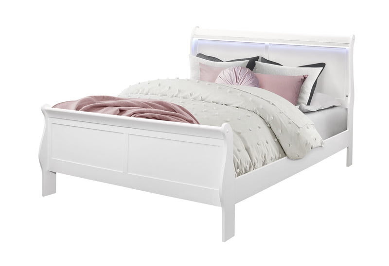 Charlie White Queen Bed With Led - Gate FurnitureQueen Bed