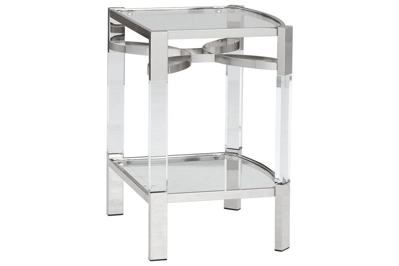 Chaseton Clear/Silver Finish Accent Table - Gate FurnitureTable