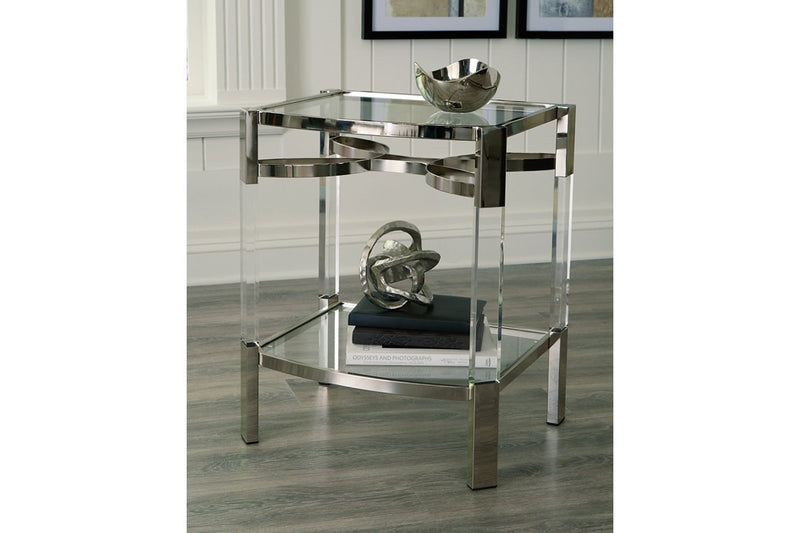 Chaseton Clear/Silver Finish Accent Table - Gate FurnitureTable