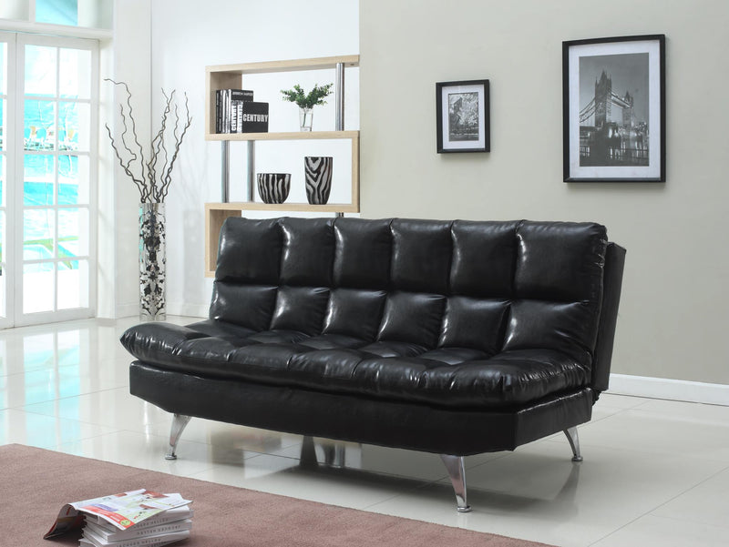 Chester Black Pu Adjustable Sofa Bed - Gate FurnitureFuton