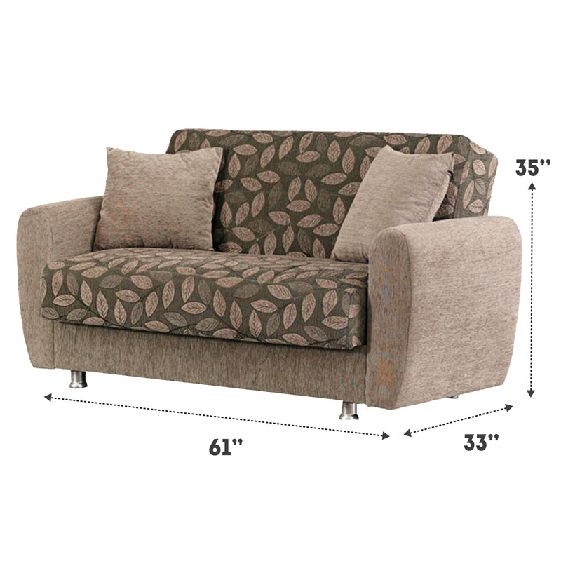 Chestnut 61 in. Convertible Sleeper Loveseat in Brown with Storage - Gate FurnitureLoveseat