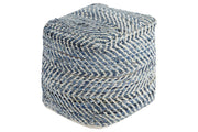 Chevron Blue Pouf - A1000445 - Gate Furniture