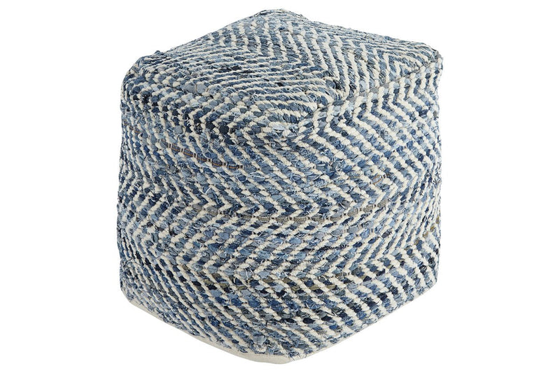Chevron Blue Pouf - A1000445 - Gate Furniture