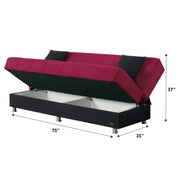 Chicago 75 in. Convertible Sleeper Sofa in Red with Storage - Gate FurnitureSleeper Sofa