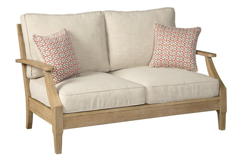 Clare View Beige Loveseat with Cushion - Gate FurnitureLoveseat