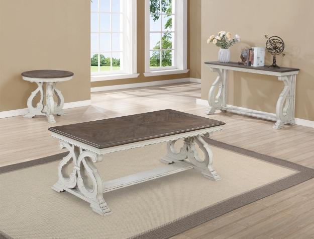 Clementine White-Brown 3-Piece Coffee Table Set (1xCoffee 2xEnd) - Gate Furniture
