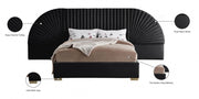 Cleo Velvet King Bed (3 Boxes) Black - Gate FurnitureKing Bed