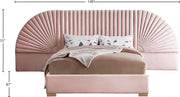 Cleo Velvet Queen Bed (3 Boxes) Pink - Gate FurnitureQueen Bed