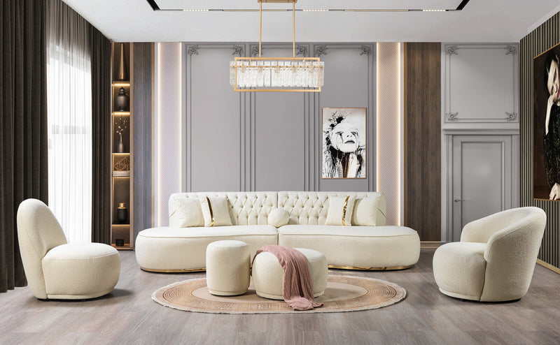 Cloe Ivory Boucle Stool - CLOEIVORY-STO