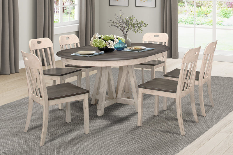 Clover White/Gray Round/Oval Extendable Dining Set - Gate FurnitureDining Room Set