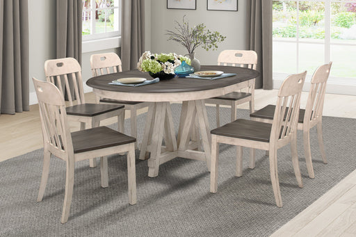 Clover White/Gray Round/Oval Extendable Dining Set - Gate FurnitureDining Room Set