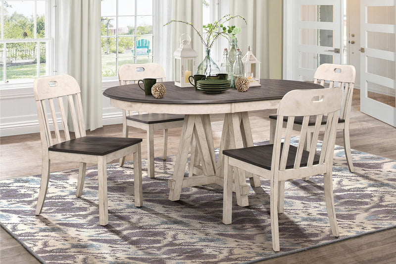 Clover White/Gray Round/Oval Extendable Dining Set - Gate FurnitureDining Room Set