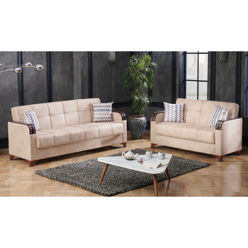 Colombia 61 in. Convertible Sleeper Loveseat in Cream with Storage - Gate FurnitureLoveseat