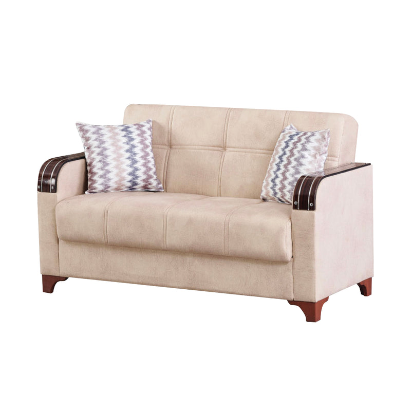 Colombia 61 in. Convertible Sleeper Loveseat in Cream with Storage - Gate FurnitureLoveseat