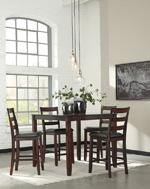 Coviar Brown Counter Height Dining Table and Bar Stools (Set of 5) - Gate FurnitureCounter Height Table