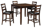 Coviar Brown Counter Height Dining Table and Bar Stools (Set of 5) - Gate FurnitureCounter Height Table
