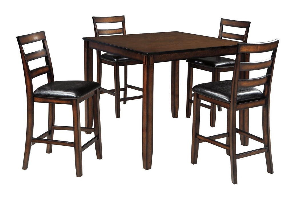 Coviar Brown Counter Height Dining Table and Bar Stools (Set of 5) - D385-223 - Gate Furniture