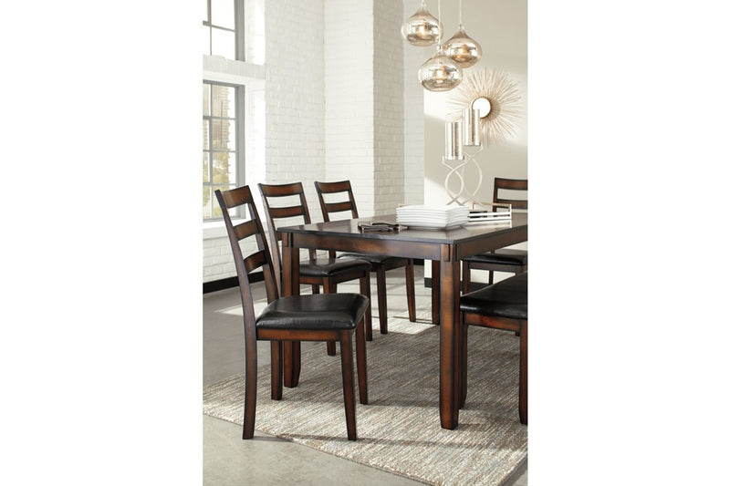 Coviar Brown Dining Table and Chairs with Bench (Set of 6) - Gate FurnitureDining Room Set
