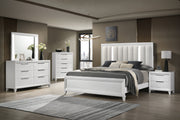 Cressida White Queen Upholstered LED Panel Bed - Gate FurnitureQueen Bed