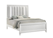 Cressida White Queen Upholstered LED Panel Bed - Gate FurnitureQueen Bed
