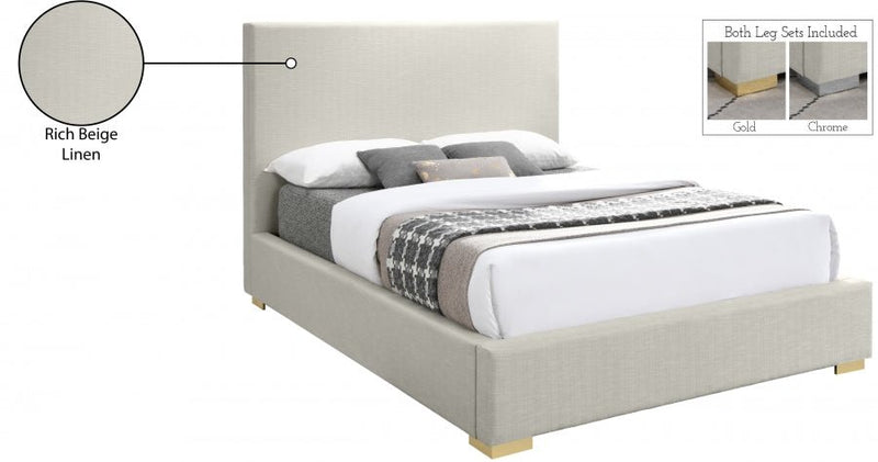 Crosby Linen Textured King Bed Beige - Gate FurnitureKing Bed