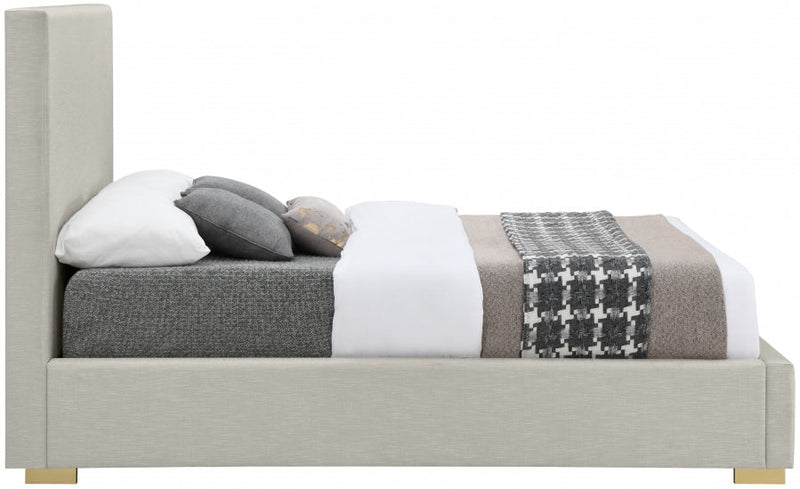 Crosby Linen Textured King Bed Beige - Gate FurnitureKing Bed