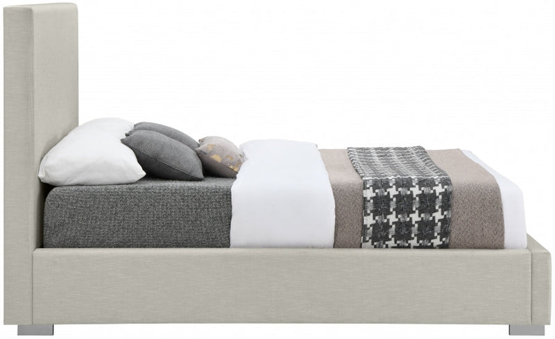 Crosby Linen Textured King Bed Beige - Gate FurnitureKing Bed