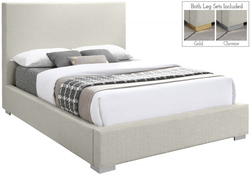 Crosby Linen Textured King Bed Beige - Gate FurnitureKing Bed