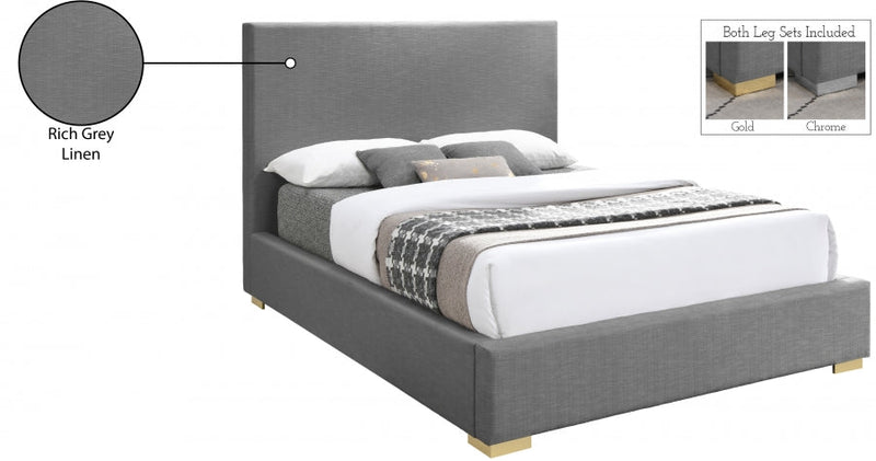 Crosby Linen Textured King Bed Grey - Gate FurnitureKing Bed