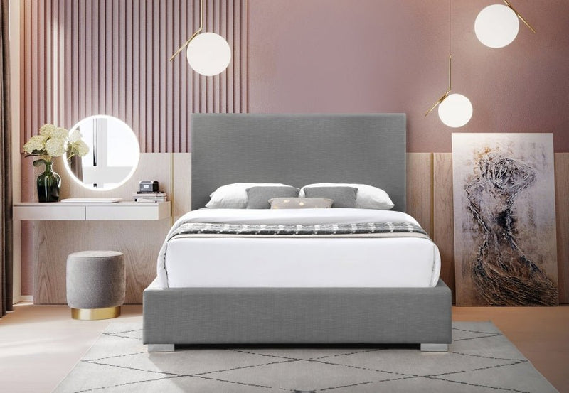 Crosby Linen Textured King Bed Grey - Gate FurnitureKing Bed