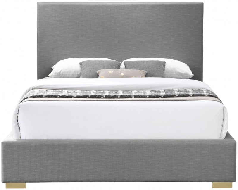 Crosby Linen Textured King Bed Grey - Gate FurnitureKing Bed