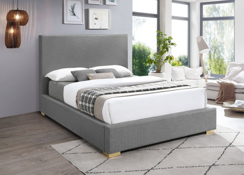 Crosby Linen Textured King Bed Grey - Gate FurnitureKing Bed