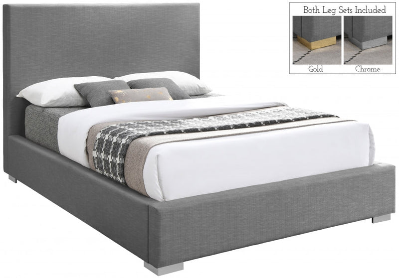 Crosby Linen Textured King Bed Grey - Gate FurnitureKing Bed
