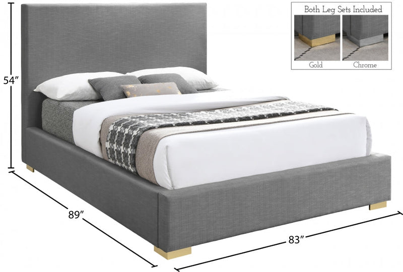 Crosby Linen Textured King Bed Grey - Gate FurnitureKing Bed
