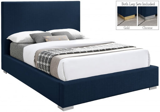 Crosby Linen Textured Queen Bed Blue - Gate FurnitureQueen Bed
