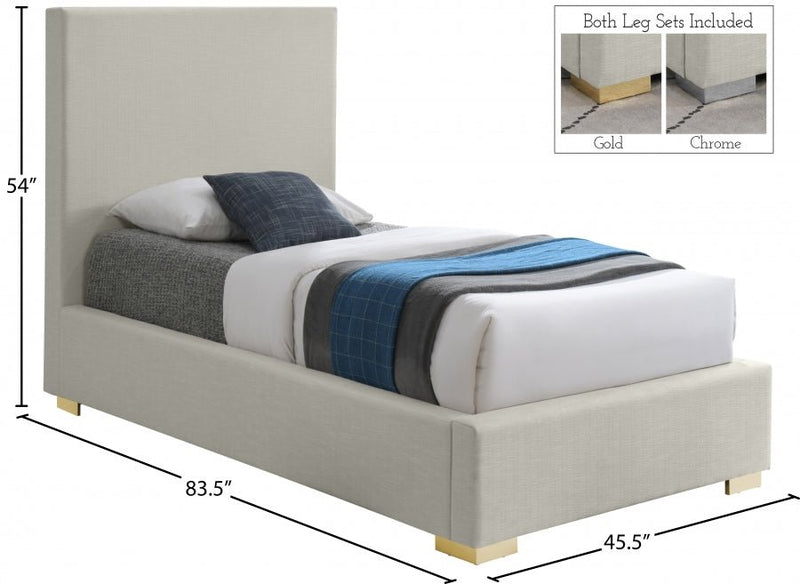 Crosby Linen Textured Twin Bed Beige - Gate FurnitureTwin Bed