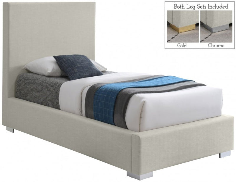 Crosby Linen Textured Twin Bed Beige - Gate FurnitureTwin Bed