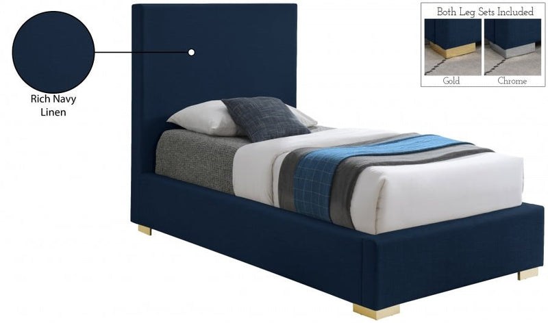 Crosby Linen Textured Twin Bed Blue - Gate FurnitureTwin Bed