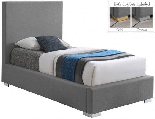 Crosby Linen Textured Twin Bed Grey - Gate FurnitureTwin Bed