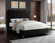 Cruz Velvet King Bed Black - Gate FurnitureKing Bed