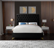 Cruz Velvet King Bed Black - Gate FurnitureKing Bed