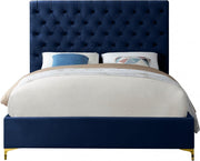 Cruz Velvet King Bed Blue - Gate FurnitureKing Bed