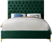 Cruz Velvet King Bed Green - Gate FurnitureKing Bed