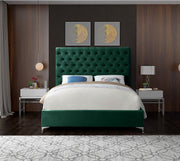 Cruz Velvet King Bed Green - Gate FurnitureKing Bed