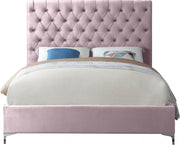 Cruz Velvet King Bed Pink - Gate FurnitureKing Bed