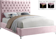 Cruz Velvet King Bed Pink - Gate FurnitureKing Bed
