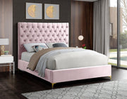 Cruz Velvet King Bed Pink - Gate FurnitureKing Bed