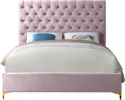 Cruz Velvet King Bed Pink - Gate FurnitureKing Bed