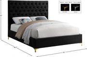 Cruz Velvet Queen Bed Black - Gate FurnitureQueen Bed